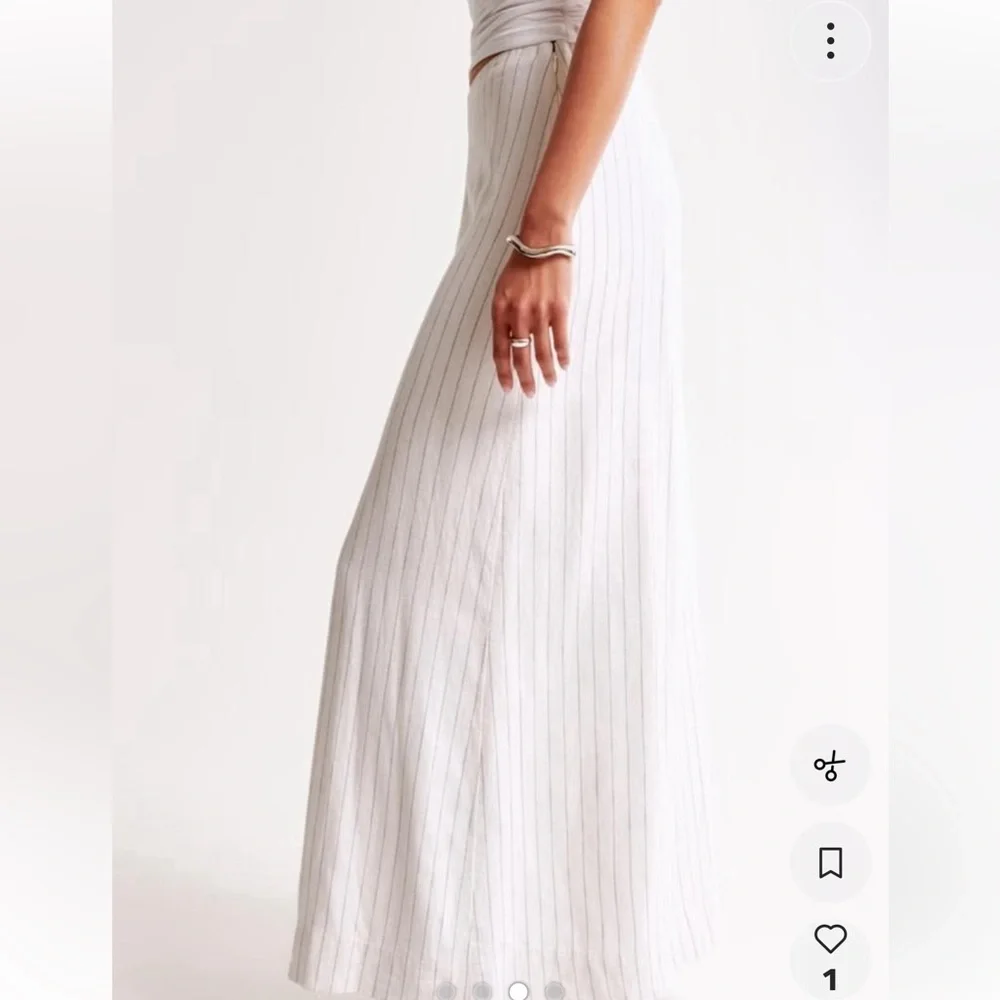 Abercrombie & Fitch Linen Blend Column Pinstripe Maxi Front Slit Skirt, Medium